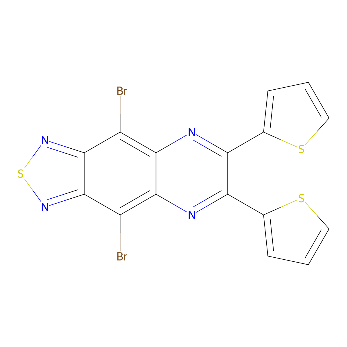 4,9-Dibromo-6,7-DI(thiophen-2-YL)-[1,2,5]thiadiazolo[3,4-G]quinoxaline molecular structure, CAS 2196162-74-8