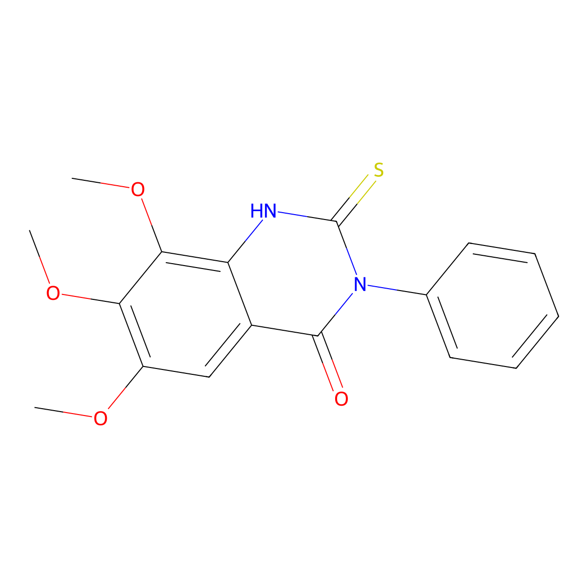 6,7,8-Trimethoxy-3-phenyl-2-thioxo-1,2,3,4-tetrahydroquinazolin-4-one molecular structure, CAS 219618-30-1