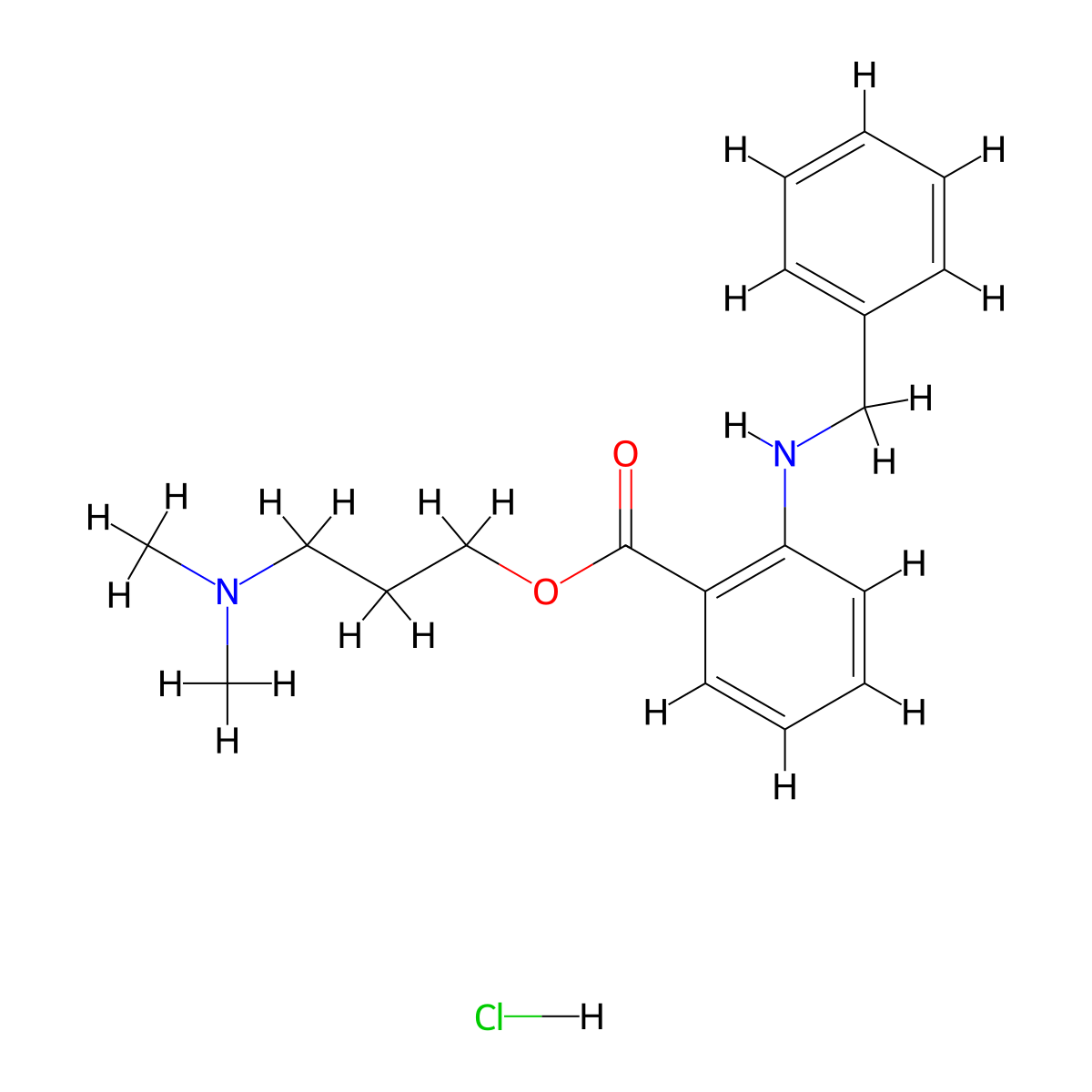 3-(Dimethylamino)propyl 2-(benzylamino)benzoate;hydrochloride molecular structure, CAS 2196185-65-4