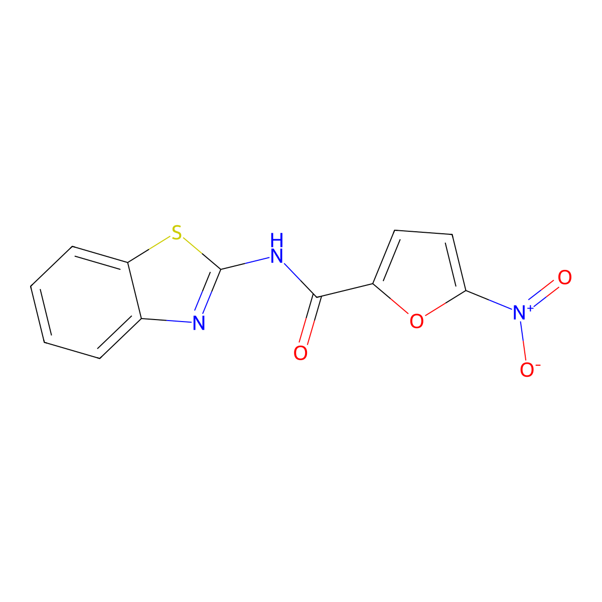 N-(1,3-benzothiazol-2-yl)-5-nitrofuran-2-carboxamide molecular structure, CAS 219619-30-4