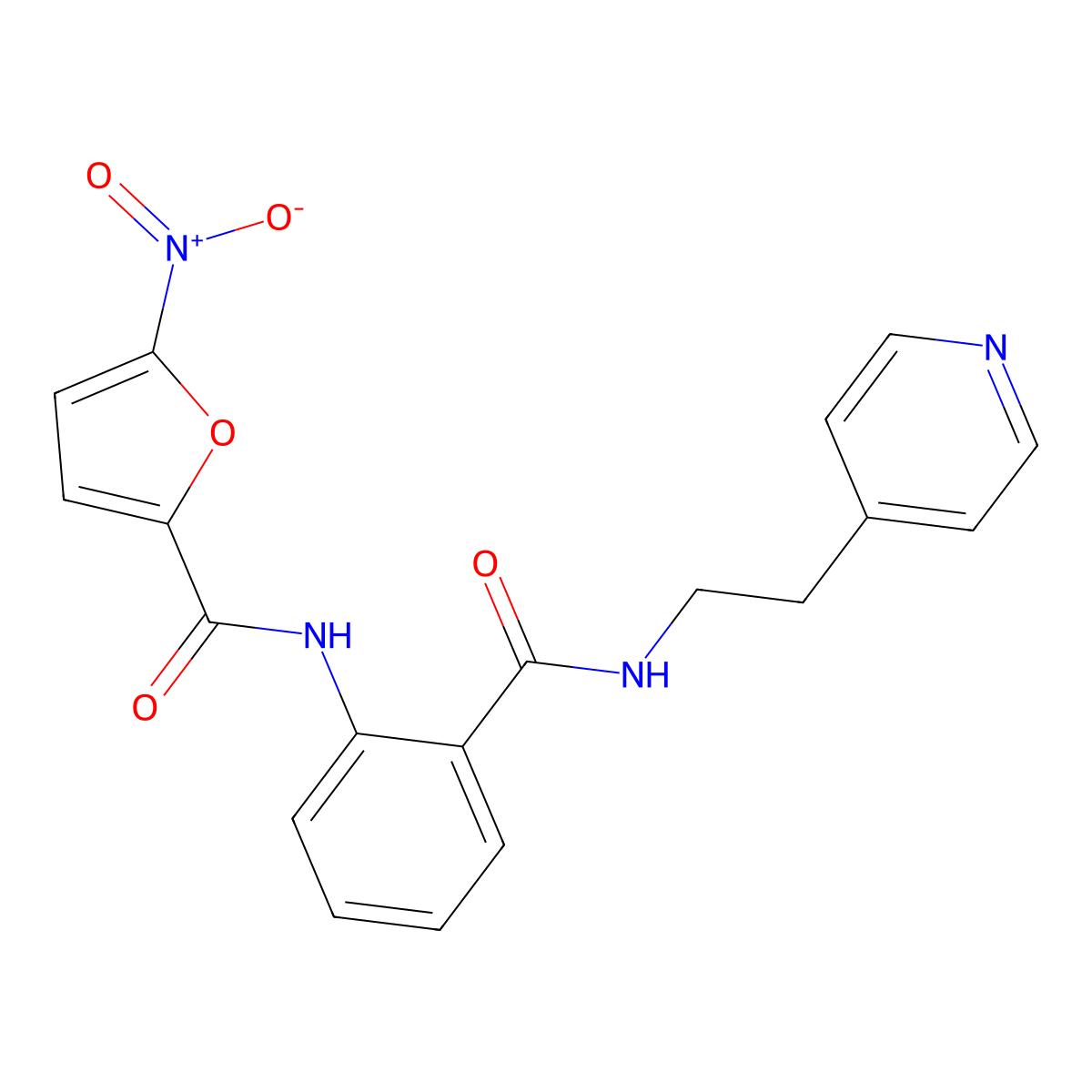 5-Nitro-N-[2-[[[2-(4-pyridinyl)ethyl]amino]carbonyl]phenyl]-2-furancarboxamide molecular structure, CAS 219619-49-5