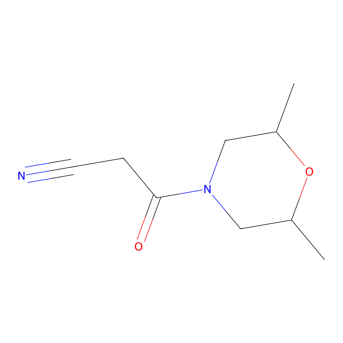 3-(2,6-Dimethylmorpholin-4-yl)-3-oxopropanenitrile molecular structure, CAS 219620-30-1