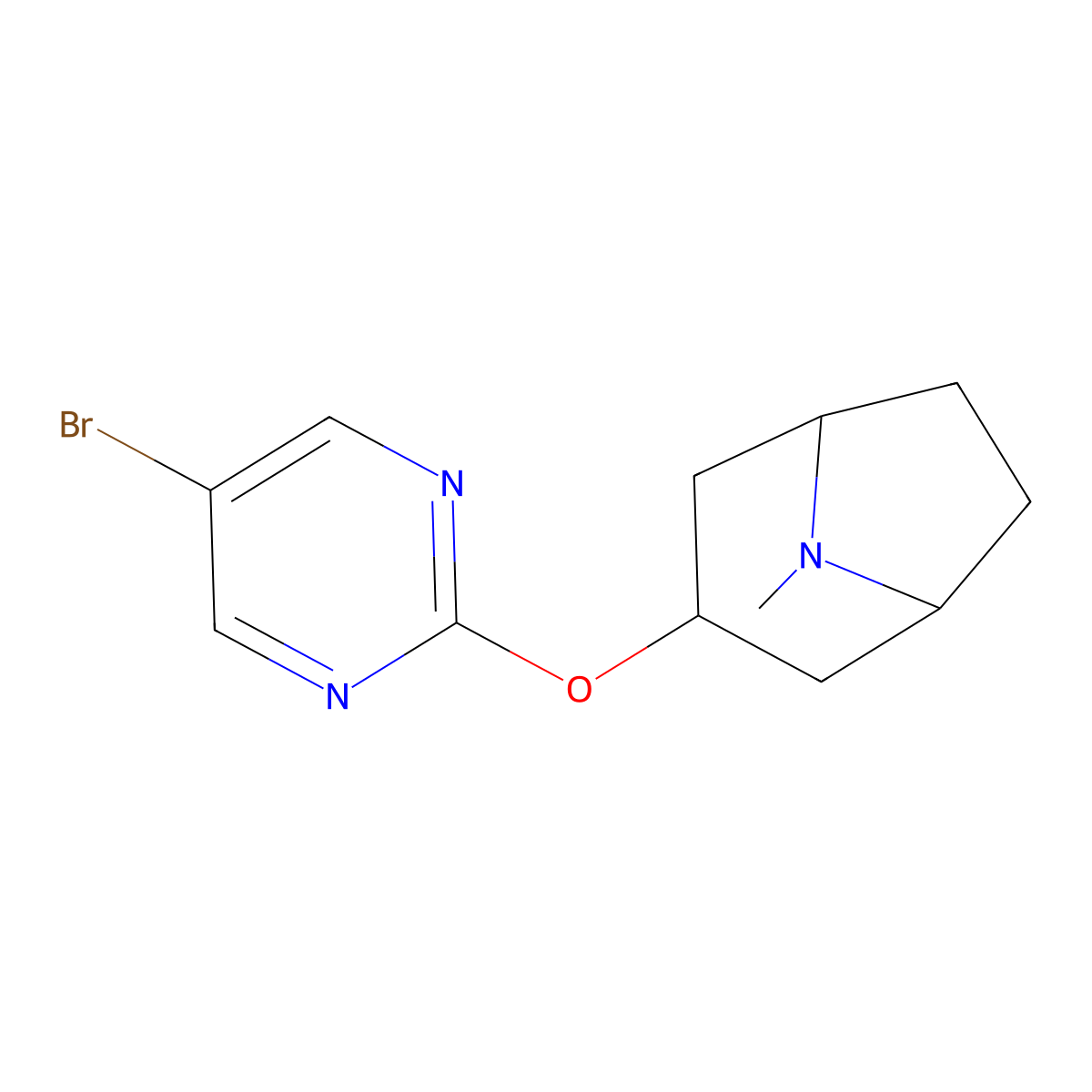 3-[(5-Bromopyrimidin-2-yl)oxy]-8-methyl-8-azabicyclo[3.2.1]octane molecular structure, CAS 2196211-53-5