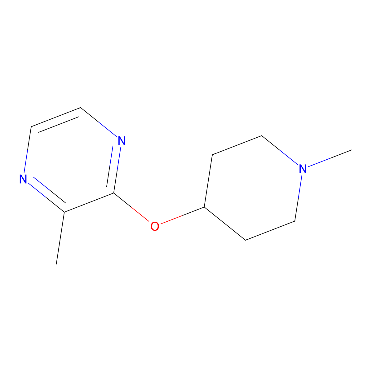 2-Methyl-3-[(1-methylpiperidin-4-yl)oxy]pyrazine molecular structure, CAS 2196211-69-3