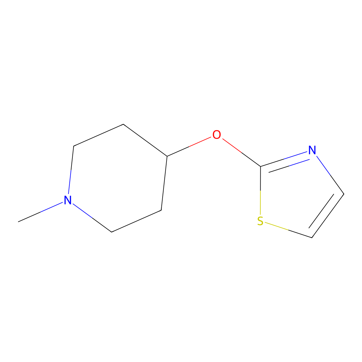 1-Methyl-4-(1,3-thiazol-2-yloxy)piperidine molecular structure, CAS 2196211-93-3