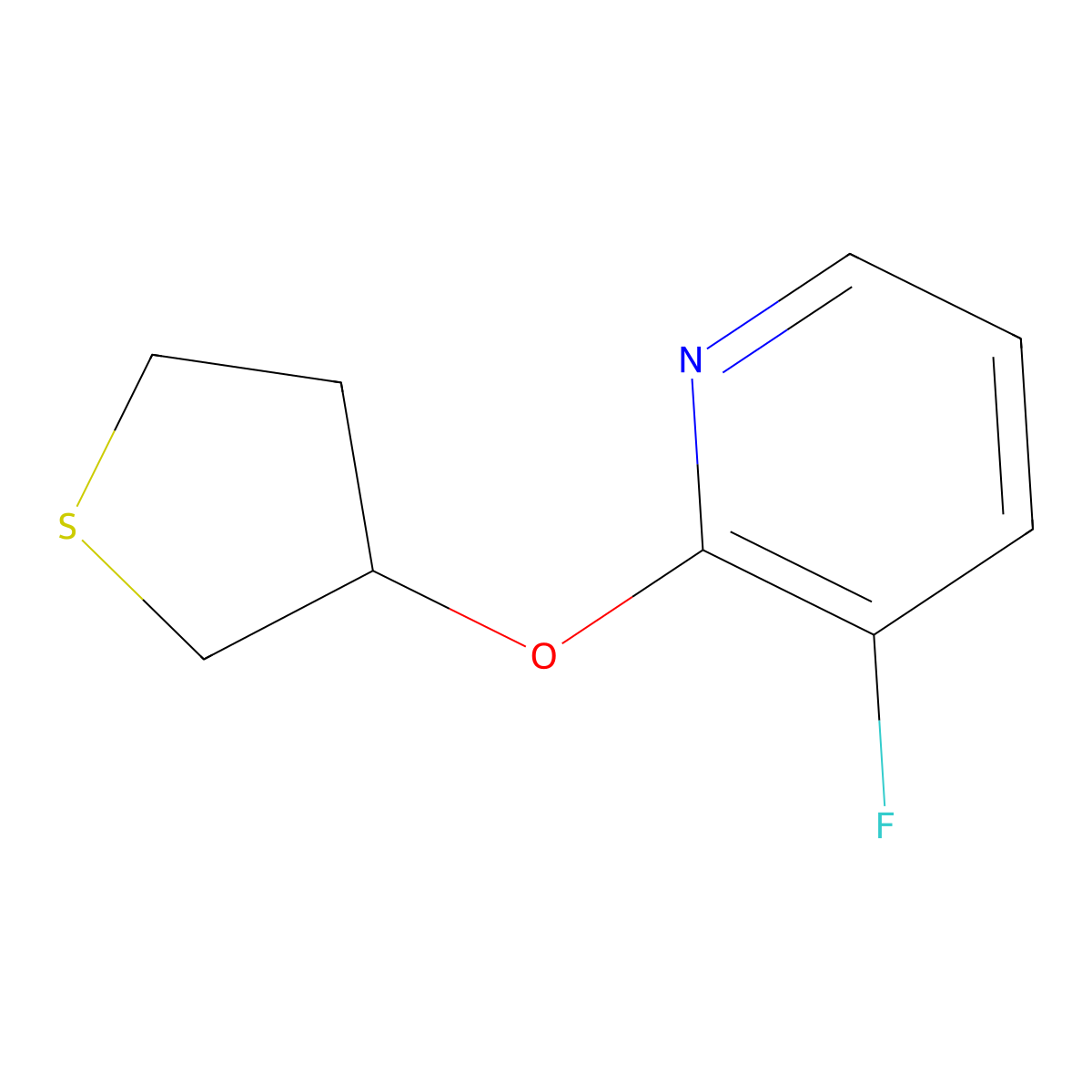 3-Fluoro-2-(thiolan-3-yloxy)pyridine molecular structure, CAS 2196212-60-7