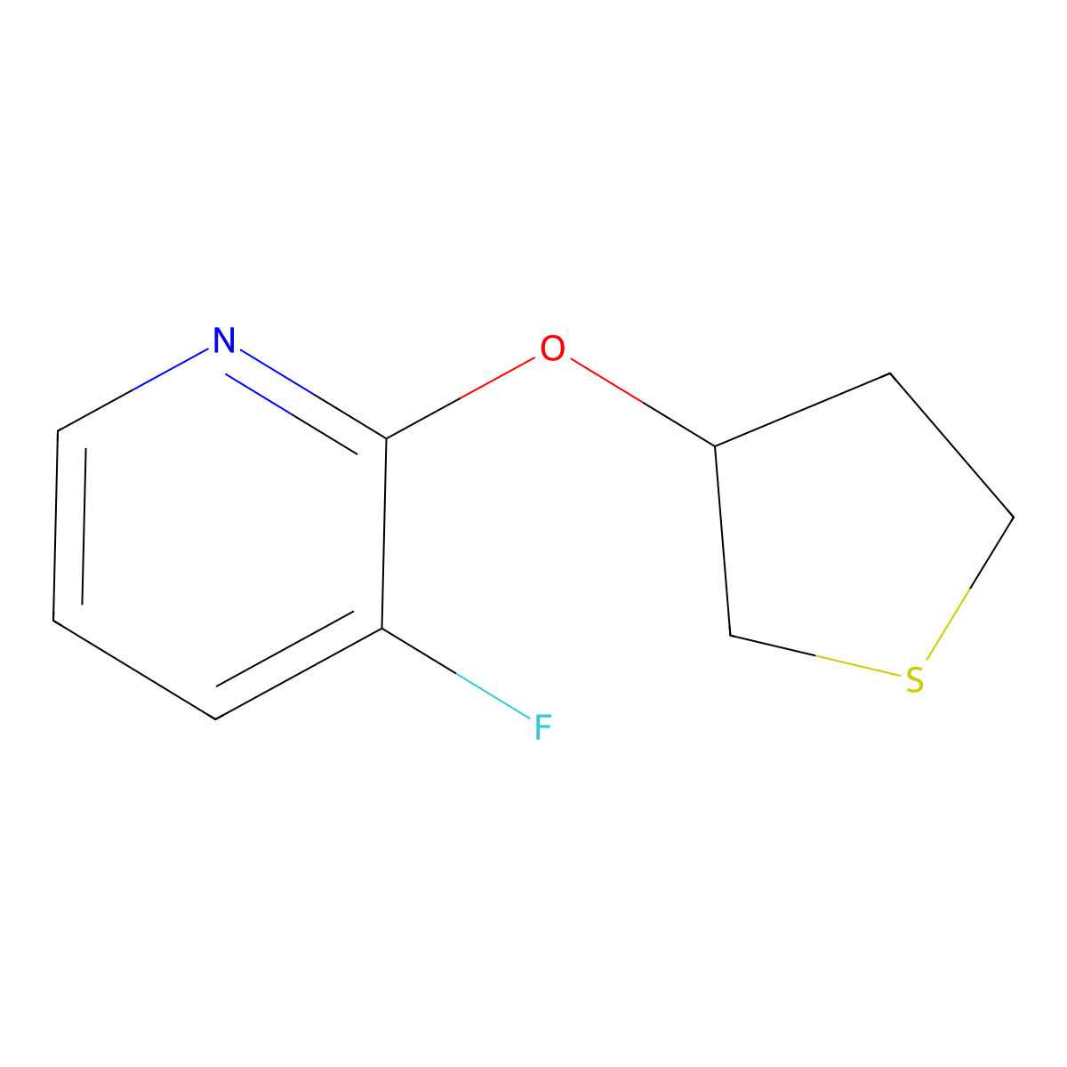 3-Fluoro-2-(thiolan-3-yloxy)pyridine molecular structure, CAS 2196212-60-7