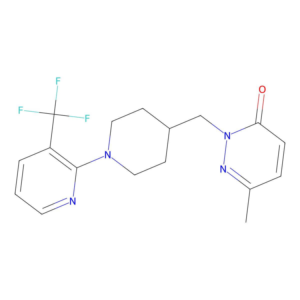 6-Methyl-2-({1-[3-(trifluoromethyl)pyridin-2-yl]piperidin-4-yl}methyl)-2,3-dihydropyridazin-3-one molecular structure, CAS 2196212-71-0