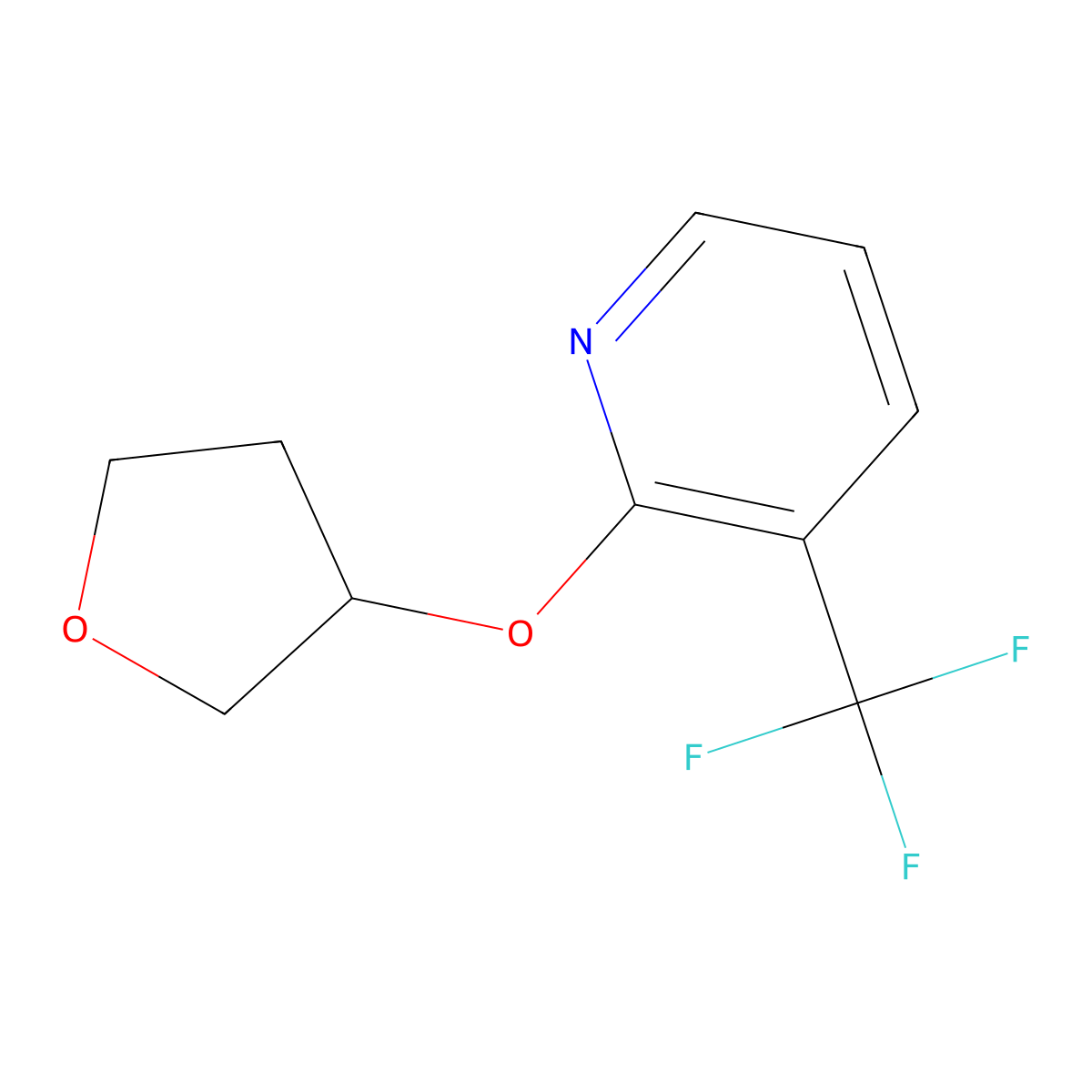 2-(Oxolan-3-yloxy)-3-(trifluoromethyl)pyridine molecular structure, CAS 2196212-77-6
