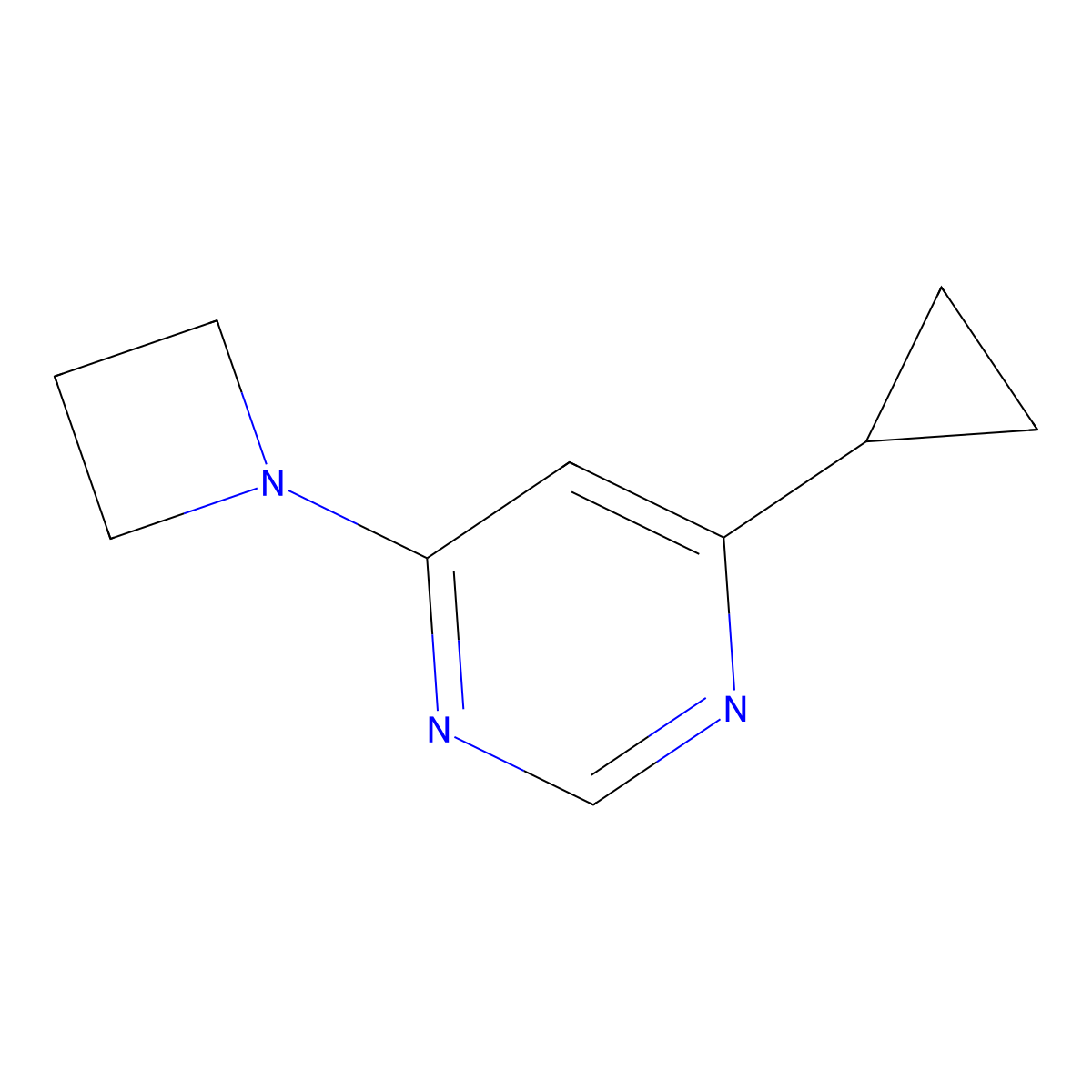 4-(Azetidin-1-yl)-6-cyclopropylpyrimidine molecular structure, CAS 2196212-82-3