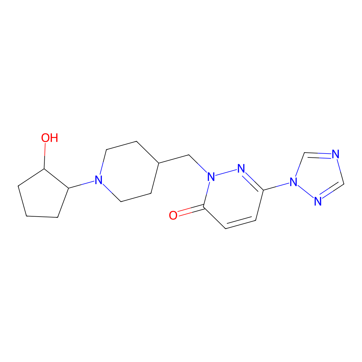 2-{[1-(2-hydroxycyclopentyl)piperidin-4-yl]methyl}-6-(1H-1,2,4-triazol-1-yl)-2,3-dihydropyridazin-3-one molecular structure, CAS 2196212-84-5