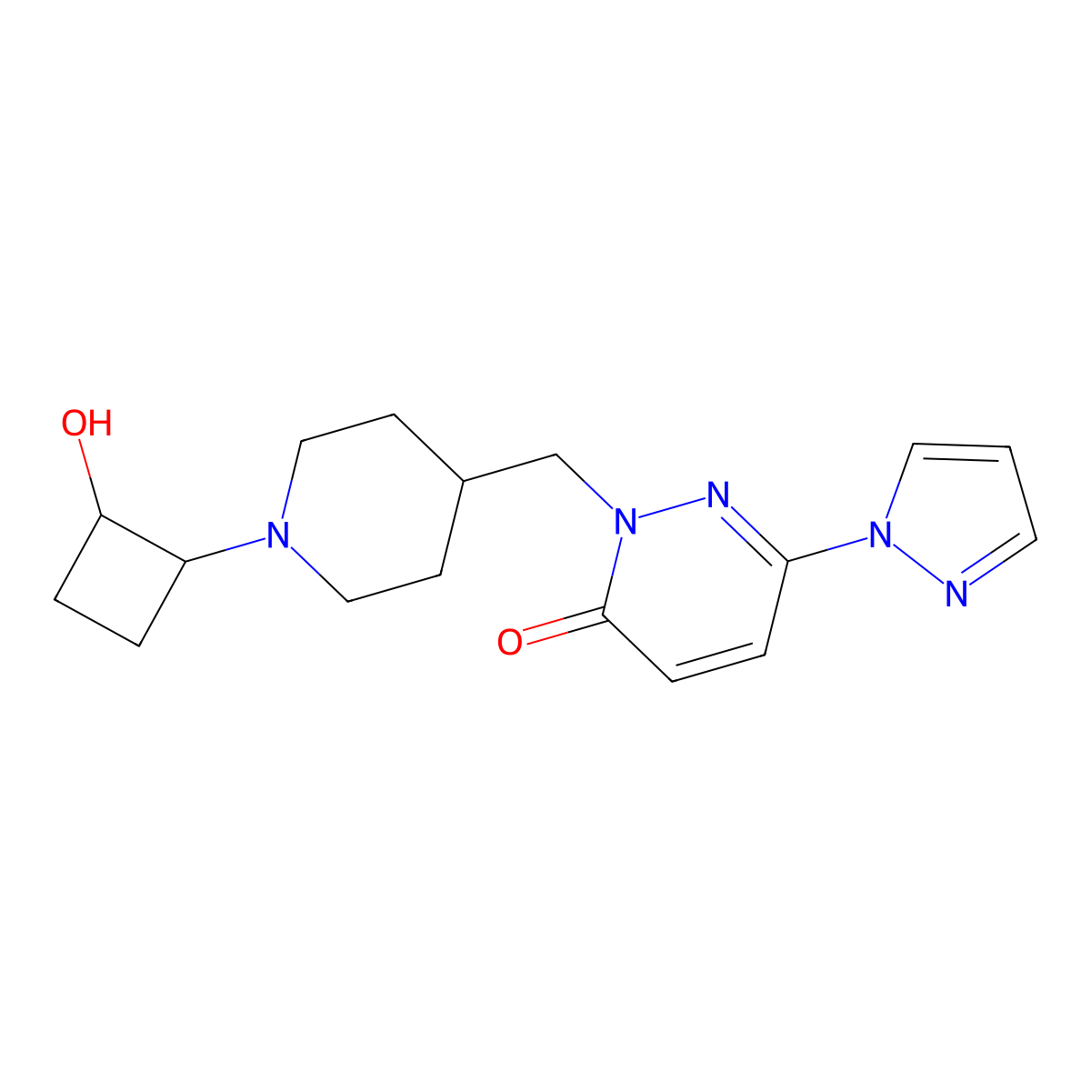 2-{[1-(2-hydroxycyclobutyl)piperidin-4-yl]methyl}-6-(1H-pyrazol-1-yl)-2,3-dihydropyridazin-3-one molecular structure, CAS 2196212-90-3