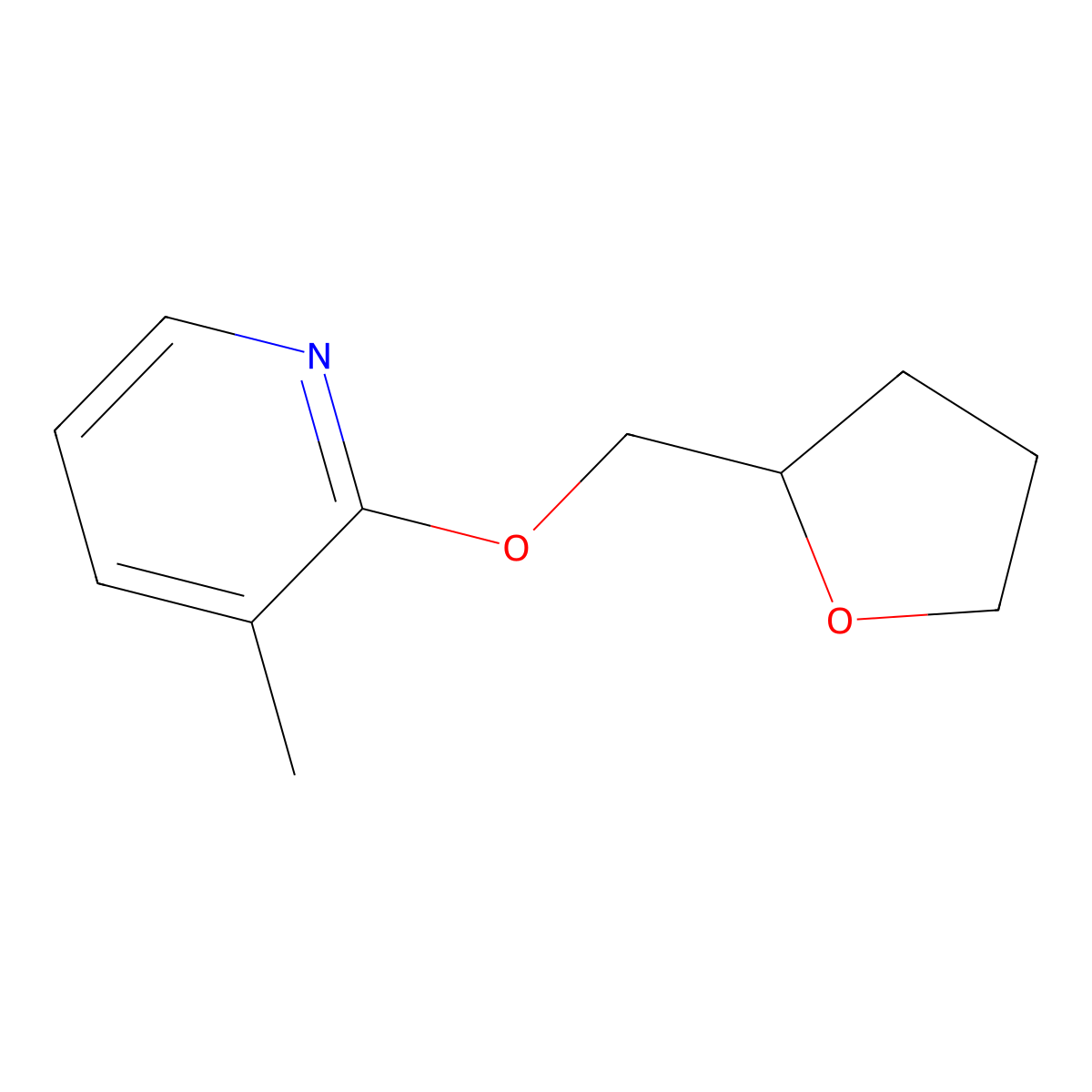 3-Methyl-2-[(oxolan-2-yl)methoxy]pyridine molecular structure, CAS 2196213-21-3
