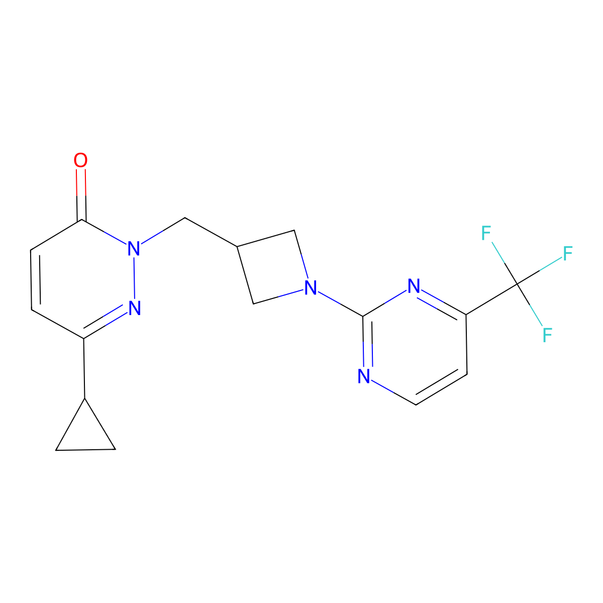 6-Cyclopropyl-2-({1-[4-(trifluoromethyl)pyrimidin-2-yl]azetidin-3-yl}methyl)-2,3-dihydropyridazin-3-one molecular structure, CAS 2196213-33-7