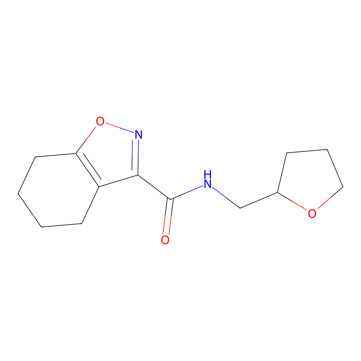 N-((tetrahydrofuran-2-yl)methyl)-4,5,6,7-tetrahydrobenzo[d]isoxazole-3-carboxamide molecular structure, CAS 2196213-48-4
