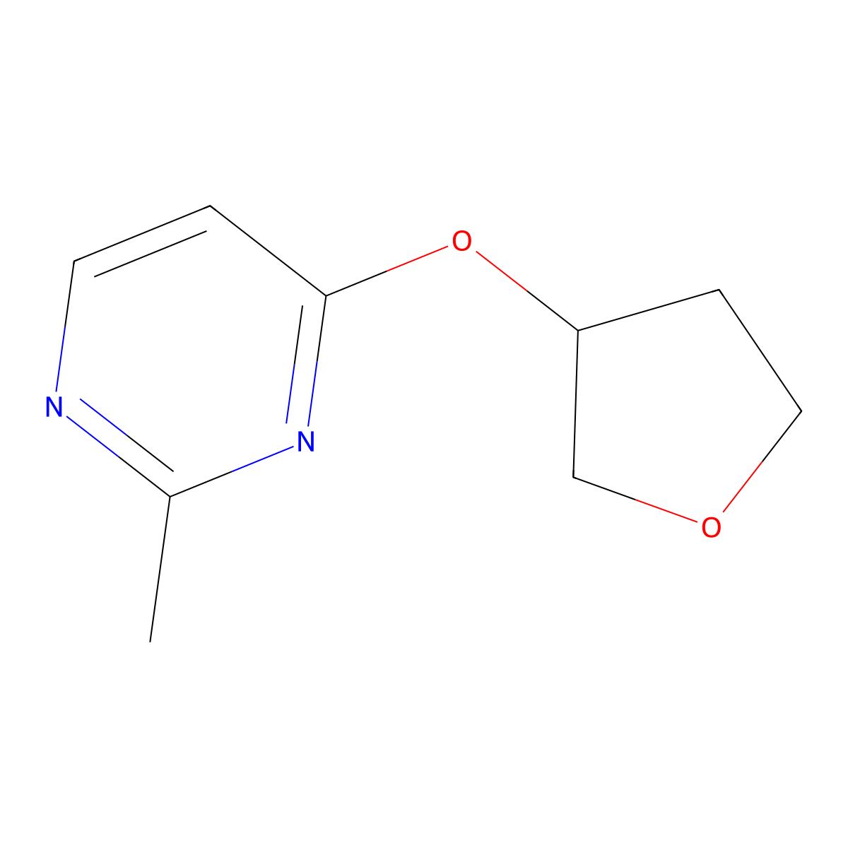 2-Methyl-4-(oxolan-3-yloxy)pyrimidine molecular structure, CAS 2196213-94-0
