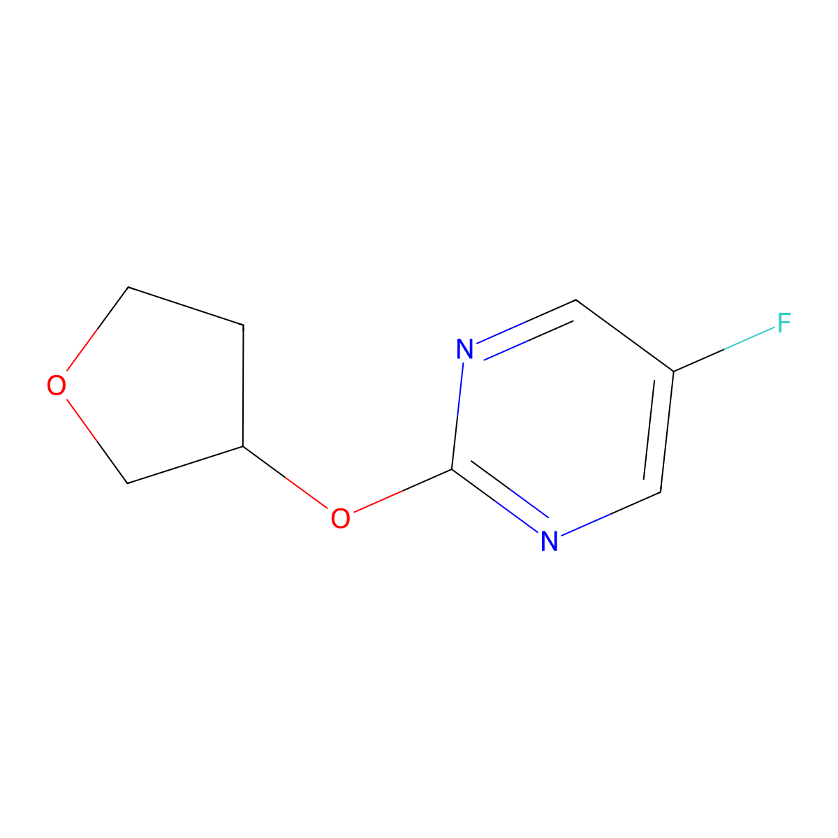 5-Fluoro-2-(oxolan-3-yloxy)pyrimidine molecular structure, CAS 2196214-08-9