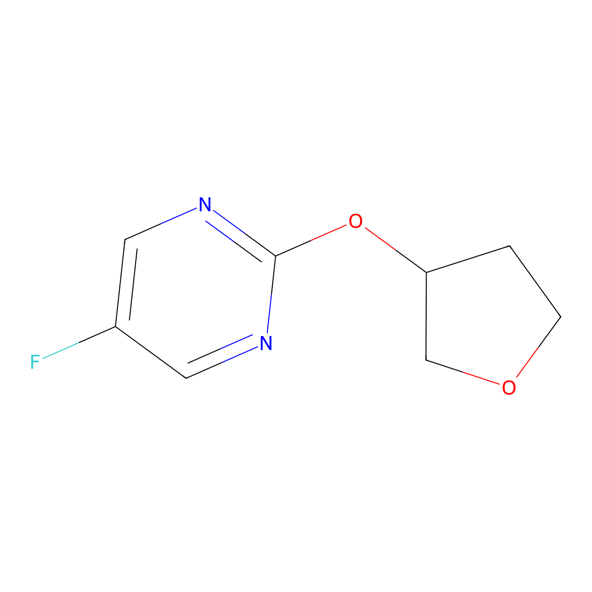 5-Fluoro-2-(oxolan-3-yloxy)pyrimidine molecular structure, CAS 2196214-08-9