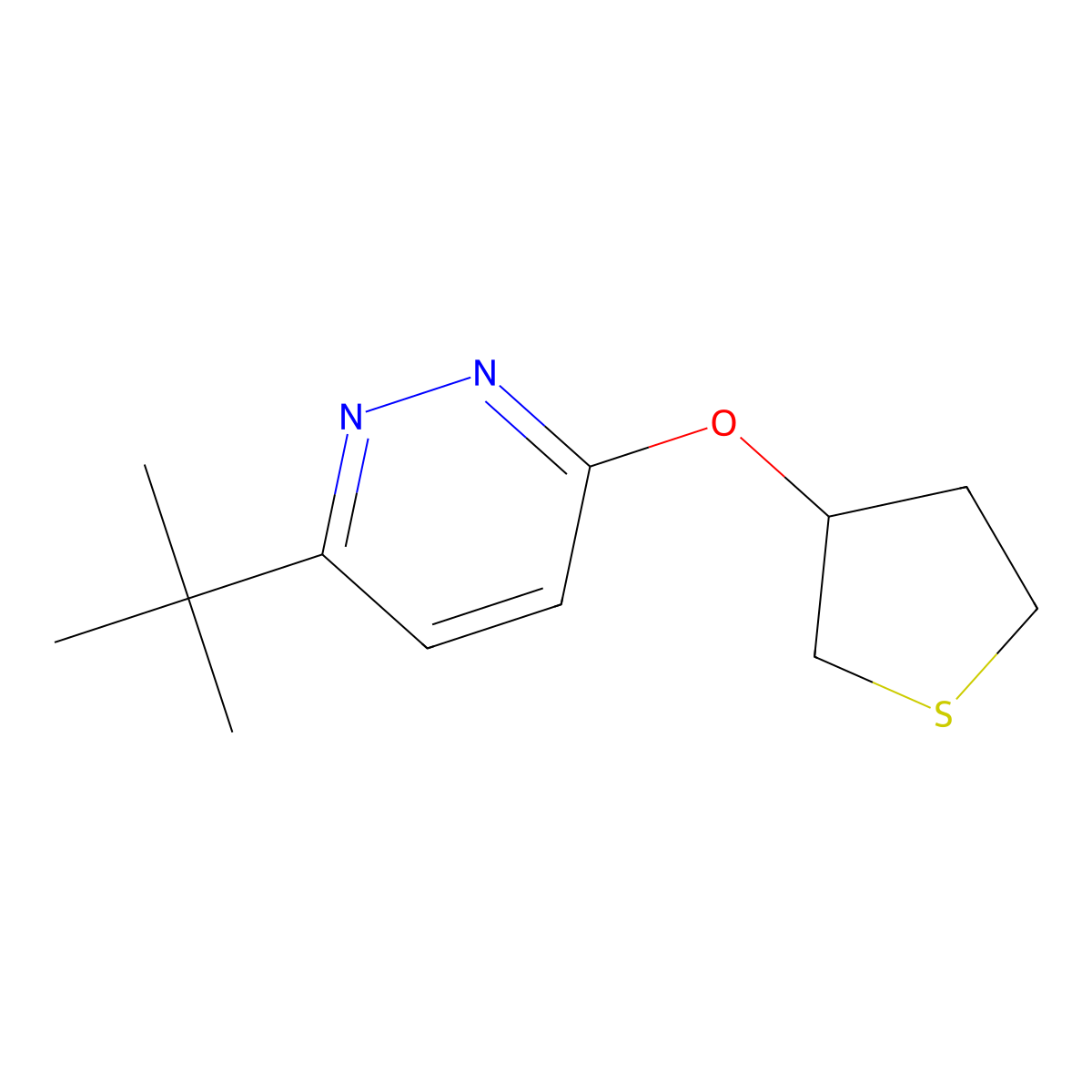 3-Tert-butyl-6-(thiolan-3-yloxy)pyridazine molecular structure, CAS 2196214-16-9