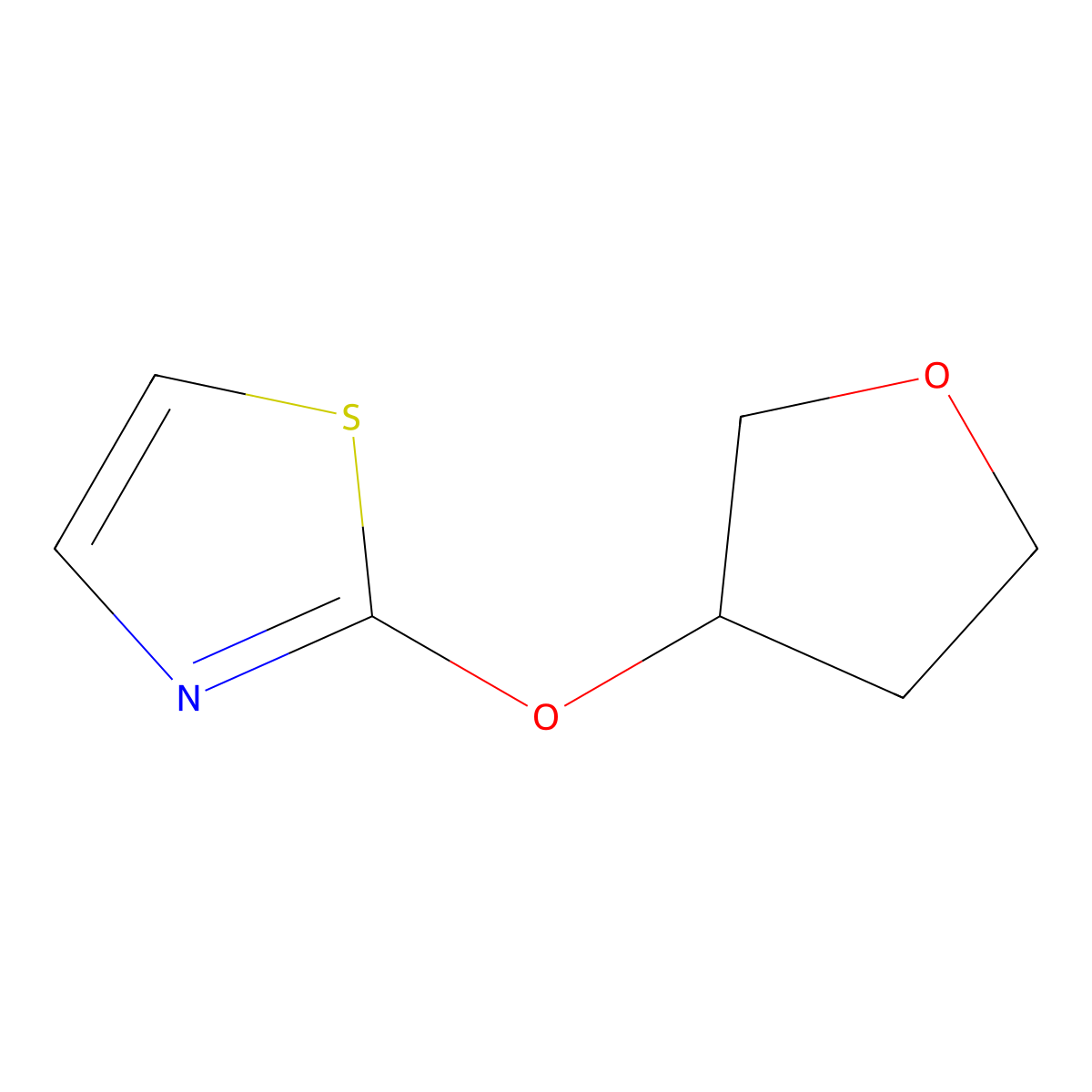 2-(Oxolan-3-yloxy)-1,3-thiazole molecular structure, CAS 2196214-21-6