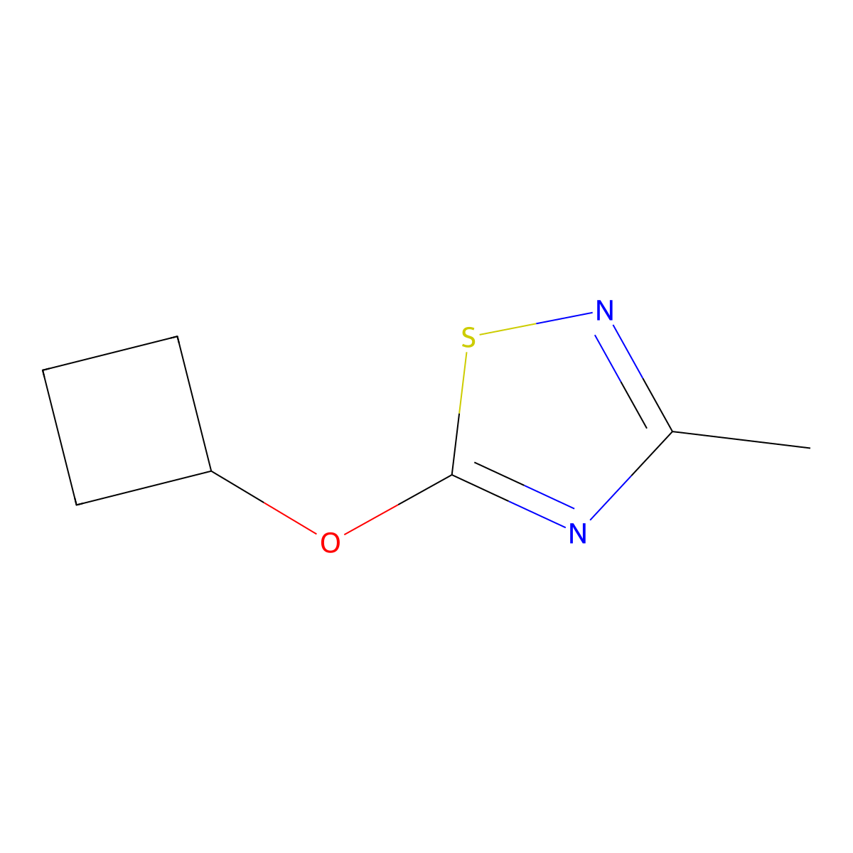5-Cyclobutoxy-3-methyl-1,2,4-thiadiazole molecular structure, CAS 2196214-26-1
