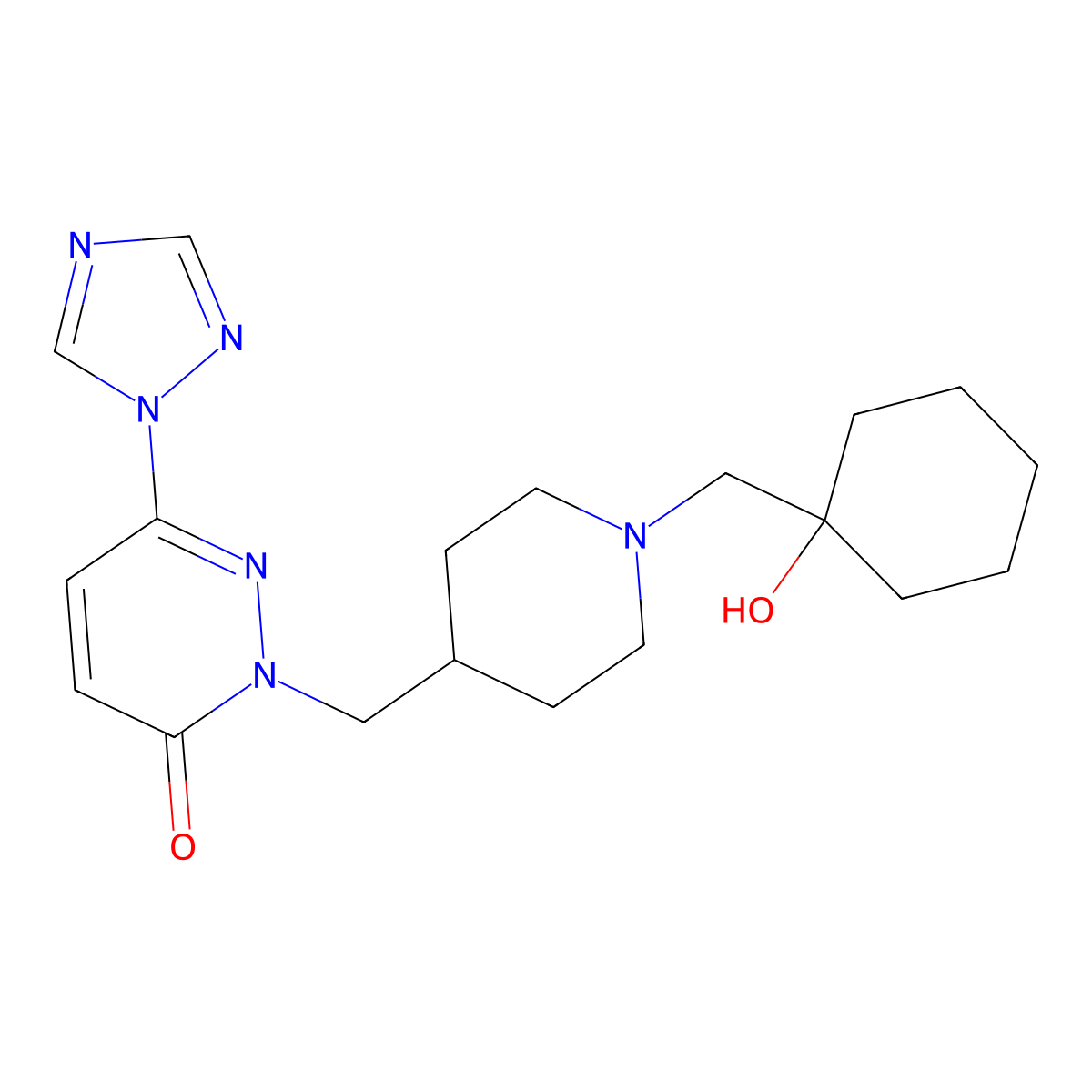 2-({1-[(1-hydroxycyclohexyl)methyl]piperidin-4-yl}methyl)-6-(1H-1,2,4-triazol-1-yl)-2,3-dihydropyridazin-3-one molecular structure, CAS 2196214-40-9