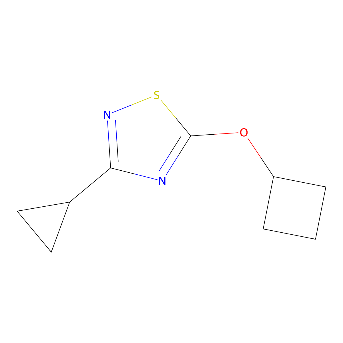 5-Cyclobutoxy-3-cyclopropyl-1,2,4-thiadiazole molecular structure, CAS 2196214-59-0