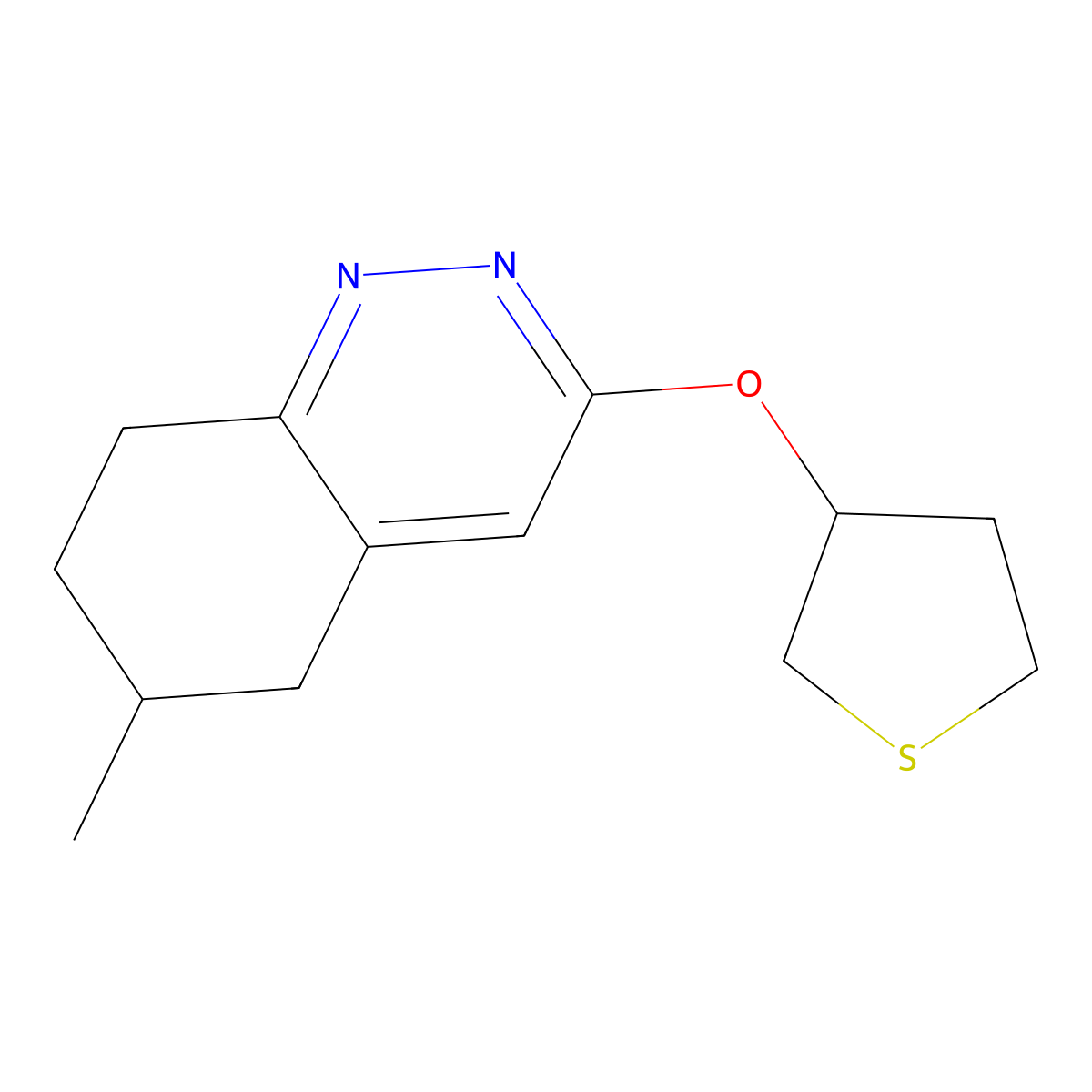 6-Methyl-3-(thiolan-3-yloxy)-5,6,7,8-tetrahydrocinnoline molecular structure, CAS 2196214-80-7