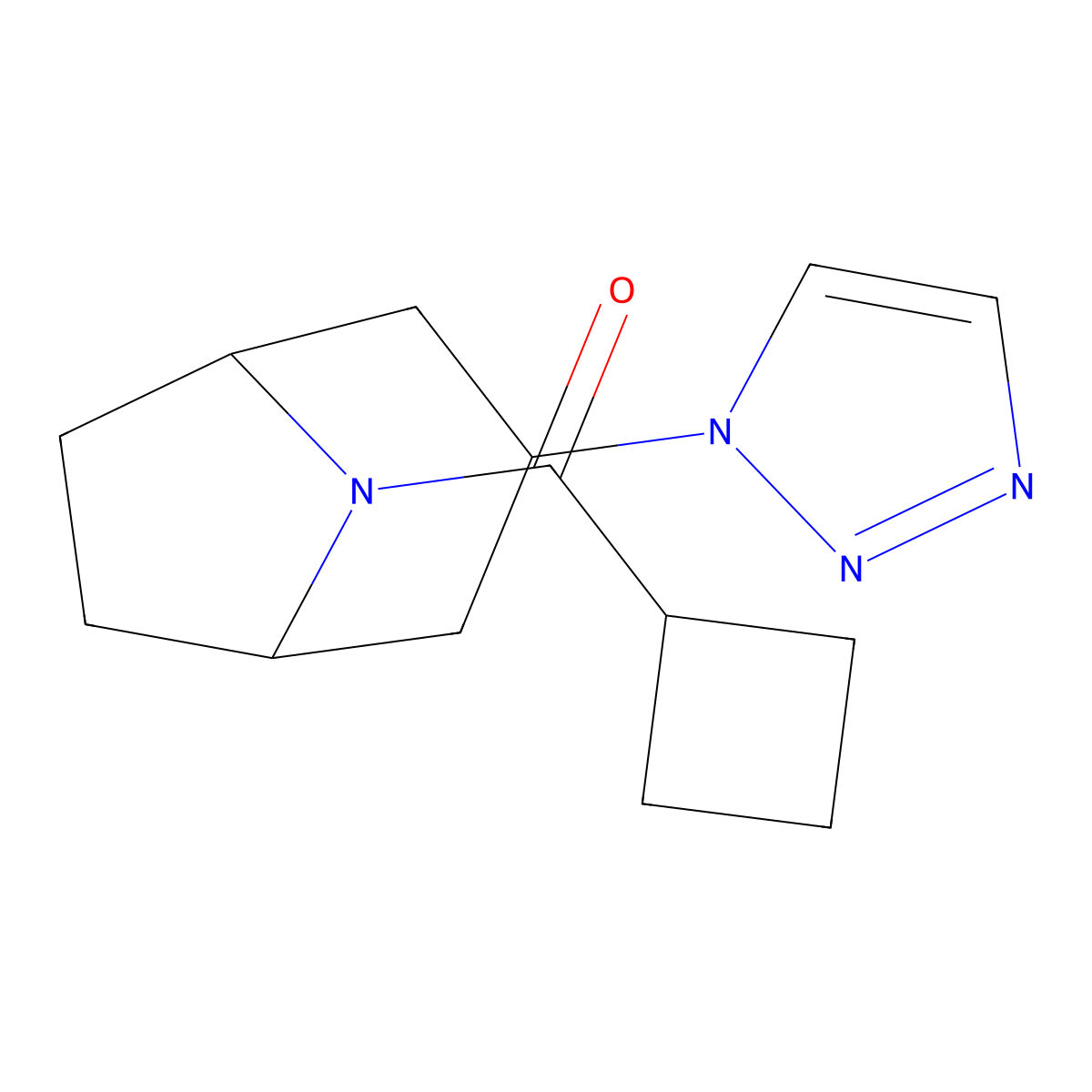 8-cyclobutanecarbonyl-3-(1H-1,2,3-triazol-1-yl)-8-azabicyclo[3.2.1]octane molecular structure, CAS 2196214-97-6