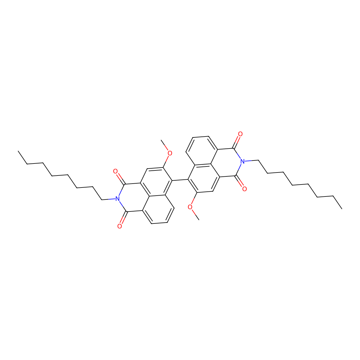 5-Methoxy-6-(5-methoxy-2-octyl-1,3-dioxobenzo[de]isoquinolin-6-yl)-2-octylbenzo[de]isoquinoline-1,3-dione molecular structure, CAS 2196216-92-7