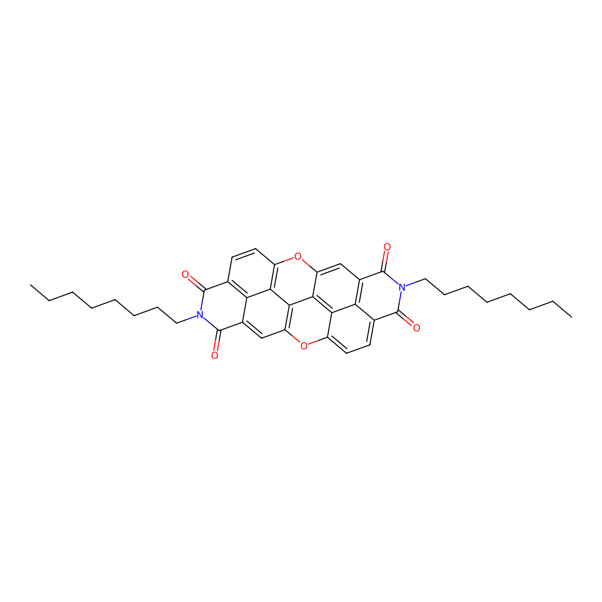 N,NO-Bis(octyl)-3,4,8,10-peri-Xanthenoxanthene-tetracarboxylic-Diimide molecular structure, CAS 2196216-94-9