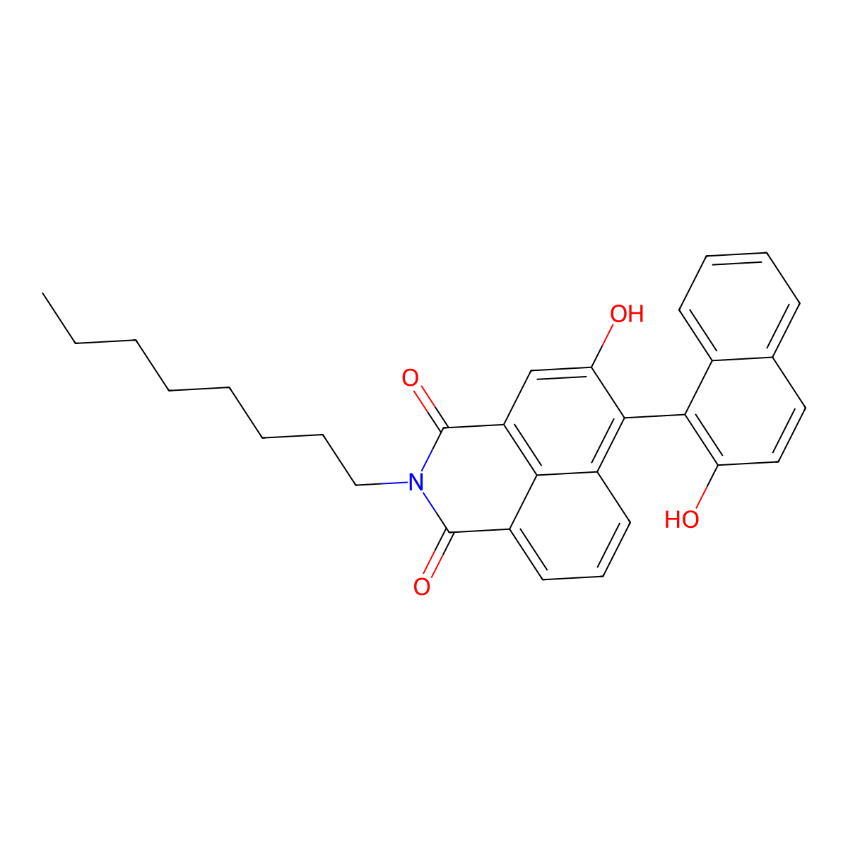 5-Hydroxy-6-(2-hydroxynaphthalen-1-yl)-2-octylbenzo[de]isoquinoline-1,3-dione molecular structure, CAS 2196216-96-1