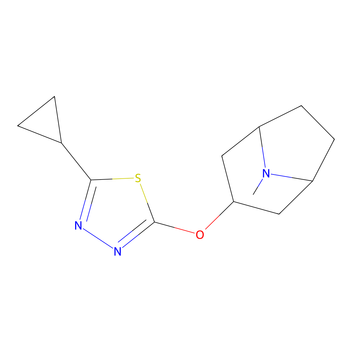 3-[(5-Cyclopropyl-1,3,4-thiadiazol-2-yl)oxy]-8-methyl-8-azabicyclo[3.2.1]octane molecular structure, CAS 2196218-03-6
