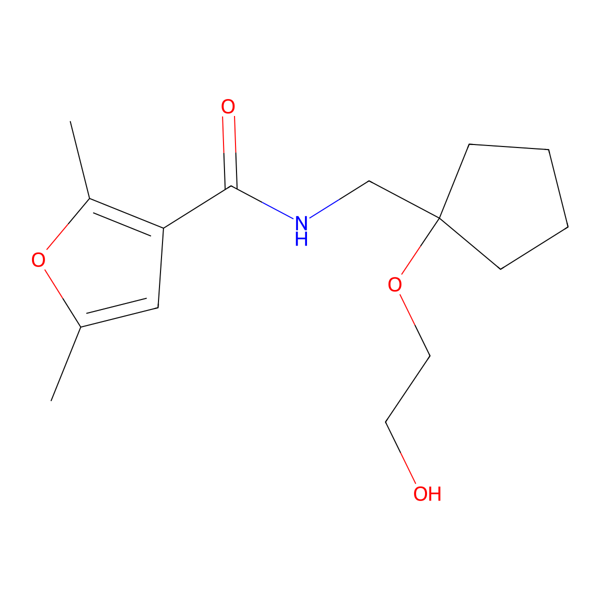 N-{[1-(2-hydroxyethoxy)cyclopentyl]methyl}-2,5-dimethylfuran-3-carboxamide molecular structure, CAS 2196218-29-6