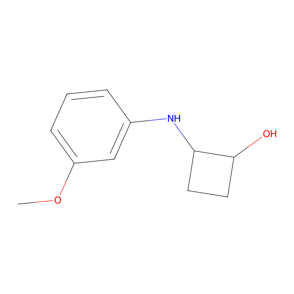 2-[(3-Methoxyphenyl)amino]cyclobutan-1-ol molecular structure, CAS 2196218-33-2