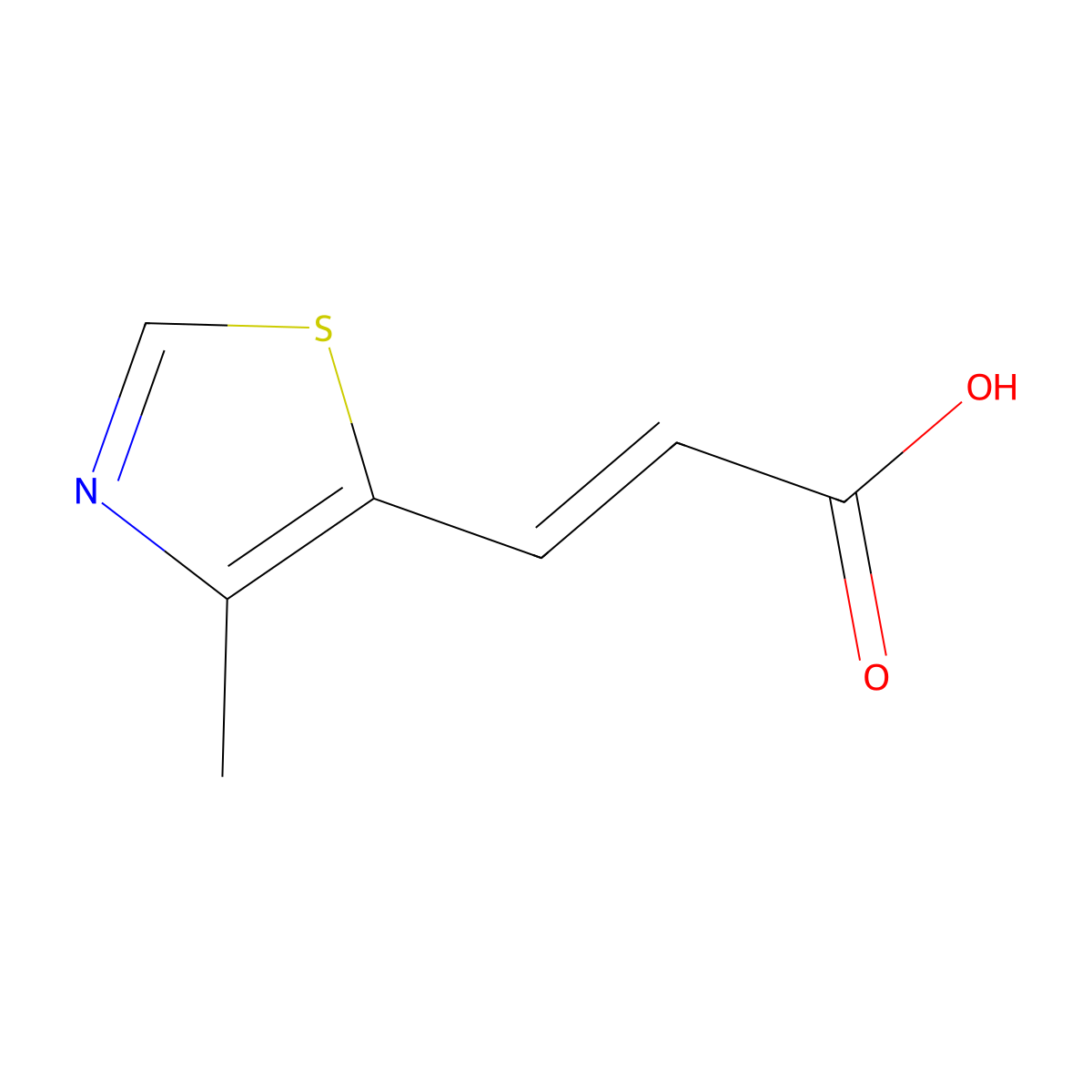 (2E)-3-(4-methyl-1,3-thiazol-5-yl)prop-2-enoic acid molecular structure, CAS 2196246-47-4