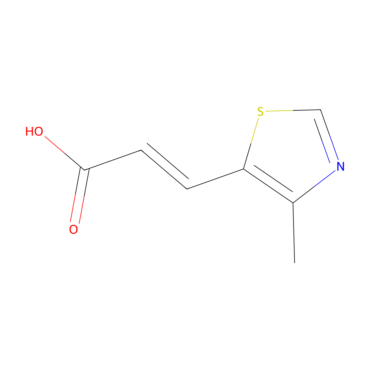 (2E)-3-(4-methyl-1,3-thiazol-5-yl)prop-2-enoic acid molecular structure, CAS 2196246-47-4