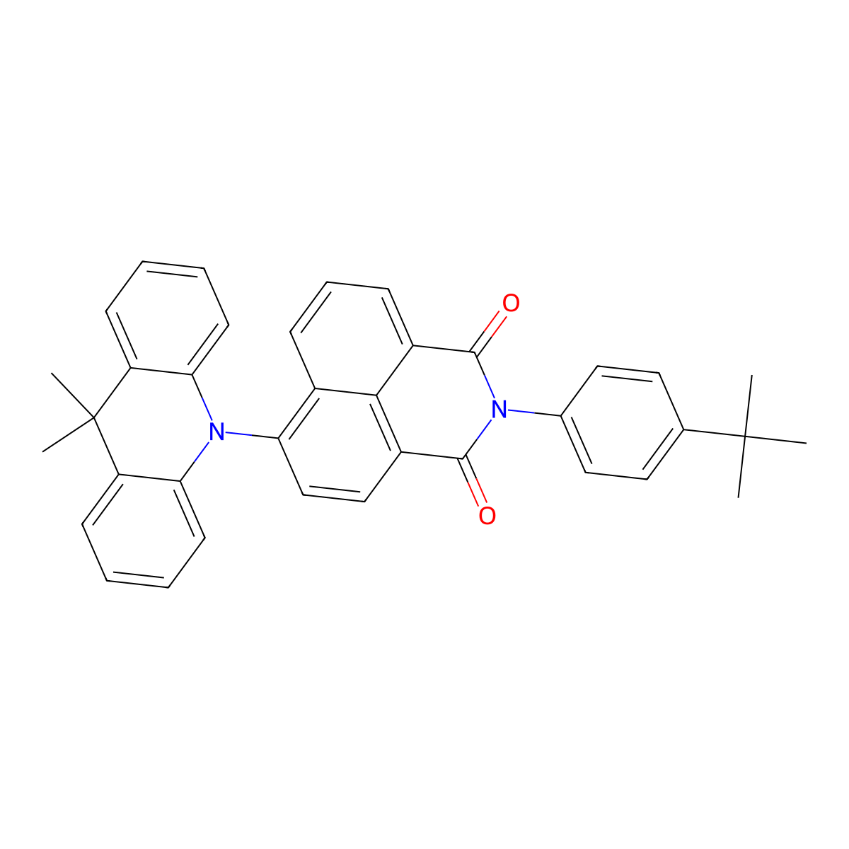 2-(4-(tert-Butyl)phenyl)-6-(9,9-dimethylacridin-10(9H)-yl)-1H-benzo[de]isoquinoline-1,3(2H)-dione molecular structure, CAS 2196247-08-0