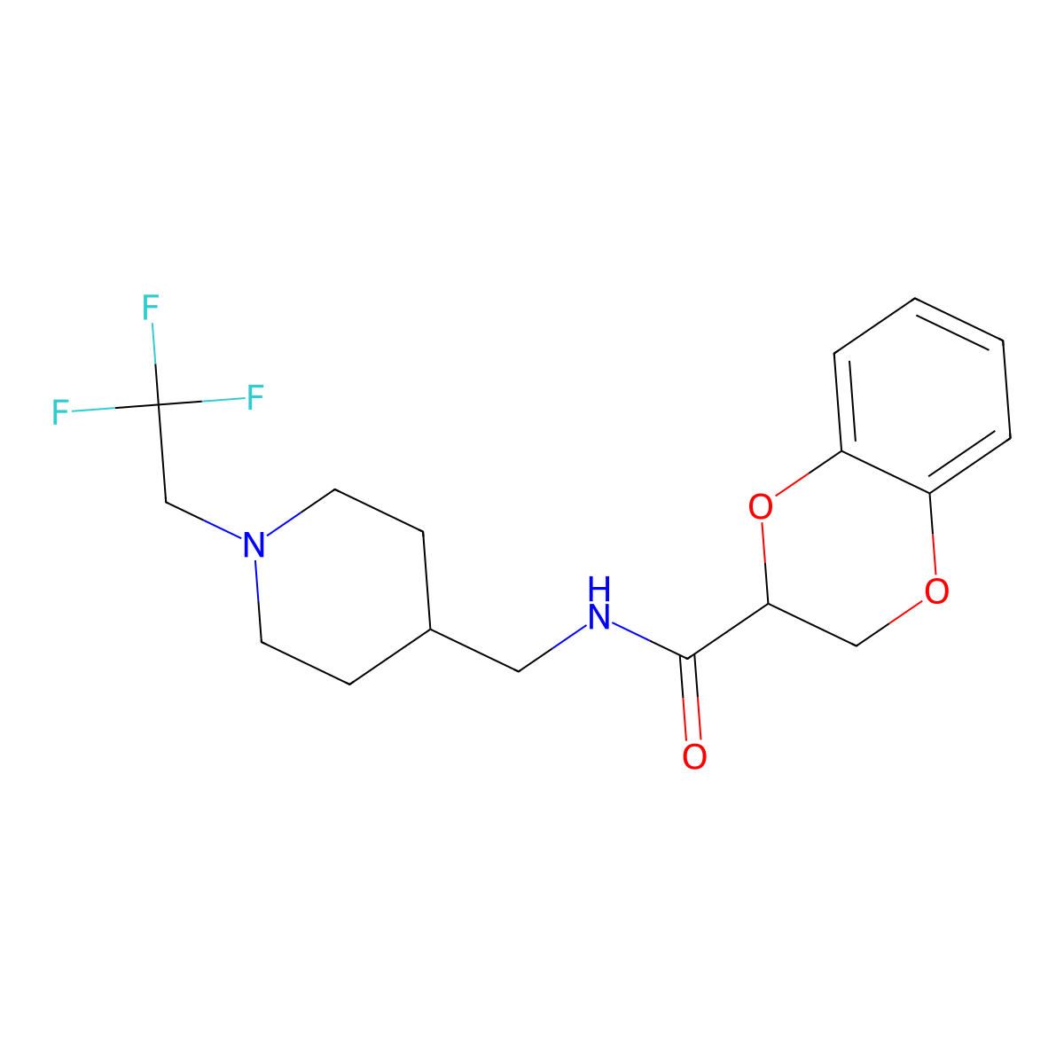 N-{[1-(2,2,2-trifluoroethyl)piperidin-4-yl]methyl}-2,3-dihydro-1,4-benzodioxine-2-carboxamide molecular structure, CAS 2196321-46-5