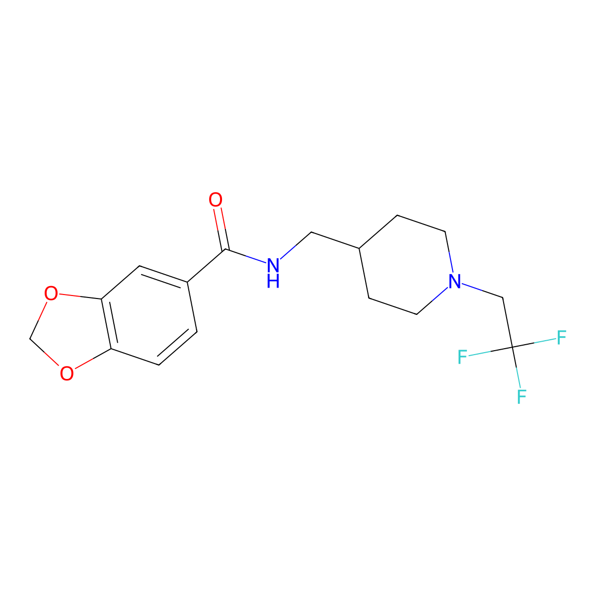 N-{[1-(2,2,2-trifluoroethyl)piperidin-4-yl]methyl}-2H-1,3-benzodioxole-5-carboxamide molecular structure, CAS 2196321-55-6