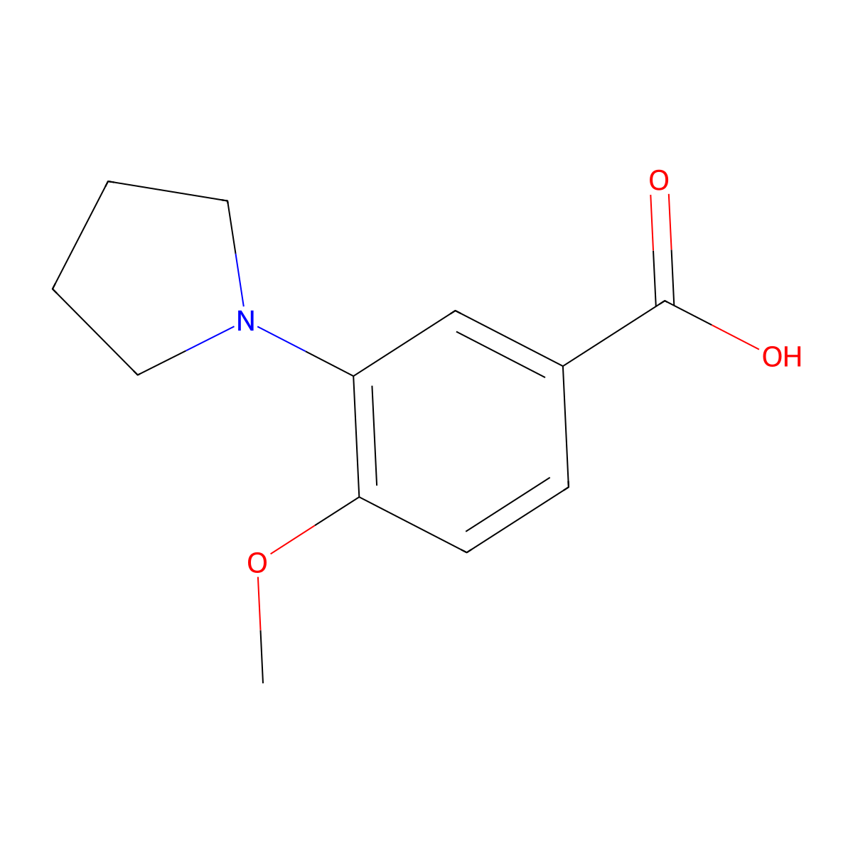 4-Methoxy-3-(pyrrolidin-1-yl)benzoic acid molecular structure, CAS 219636-76-7