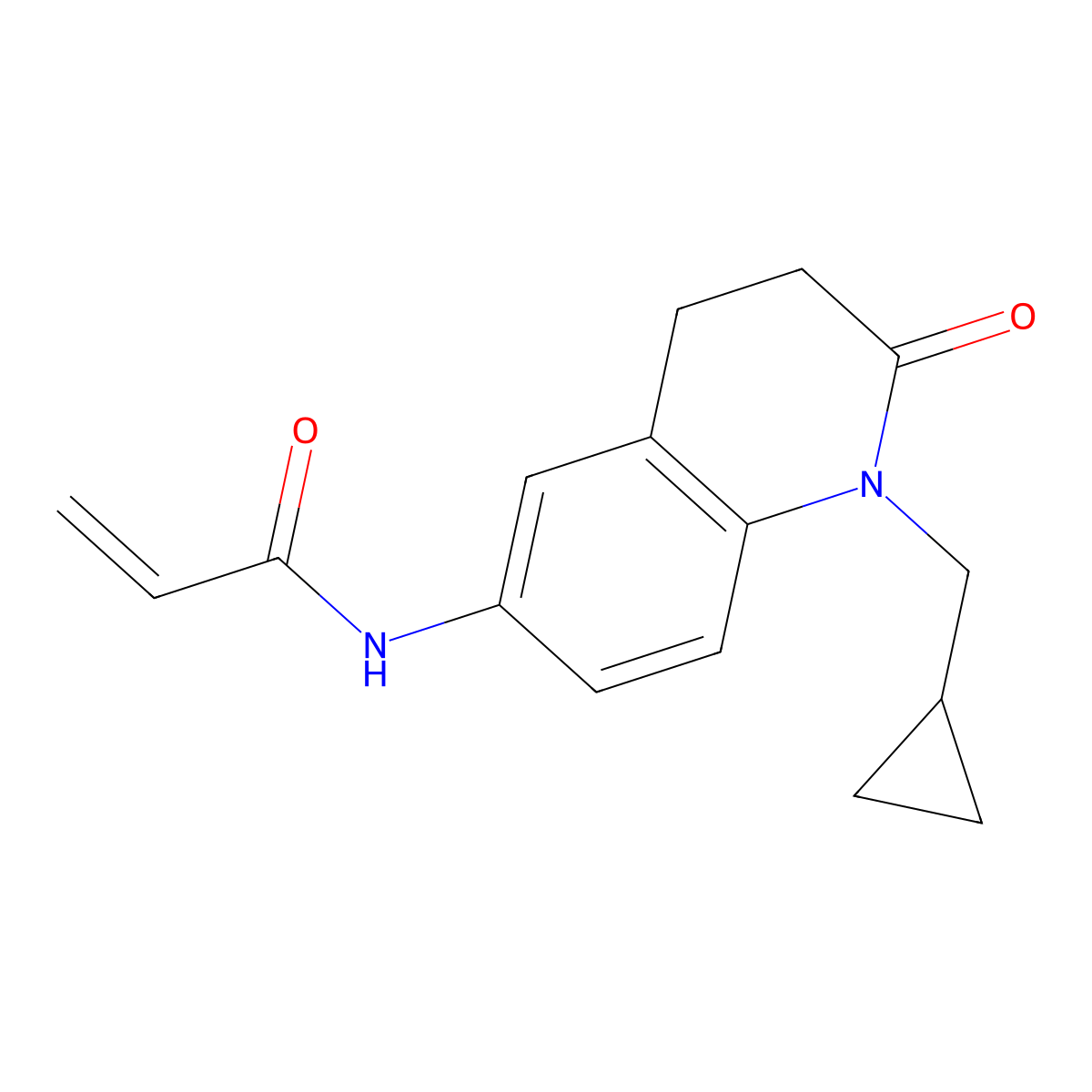 N-[1-(cyclopropylmethyl)-2-oxo-1,2,3,4-tetrahydroquinolin-6-yl]prop-2-enamide molecular structure, CAS 2196449-16-6