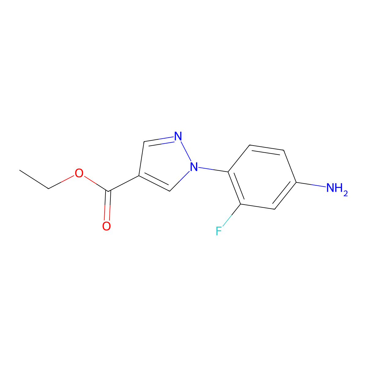 Ethyl 1-(4-amino-2-fluoro-phenyl)-1H-pyrazole-4-carboxylate molecular structure, CAS 219664-24-1