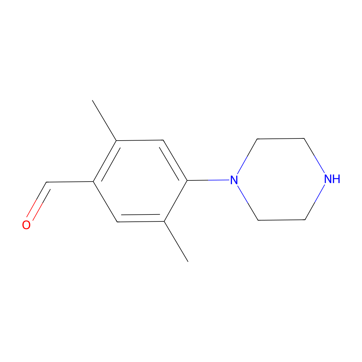 2,5-Dimethyl-4-(piperazin-1-yl)benzaldehyde molecular structure, CAS 219685-32-2