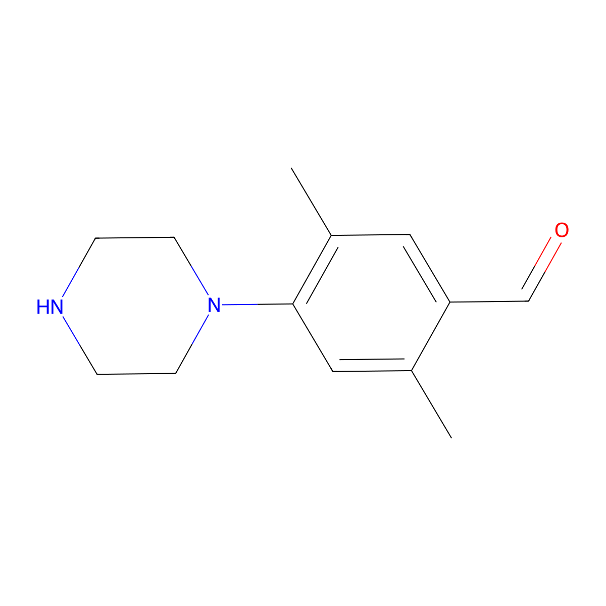 2,5-Dimethyl-4-(piperazin-1-yl)benzaldehyde molecular structure, CAS 219685-32-2