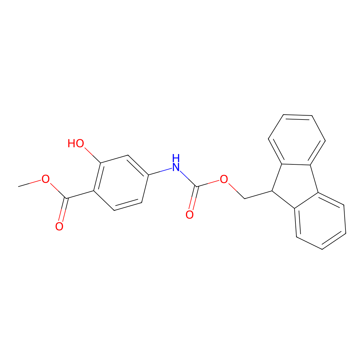 methyl 4-({[(9H-fluoren-9-yl)methoxy]carbonyl}amino)-2-hydroxybenzoate molecular structure, CAS 219685-63-9