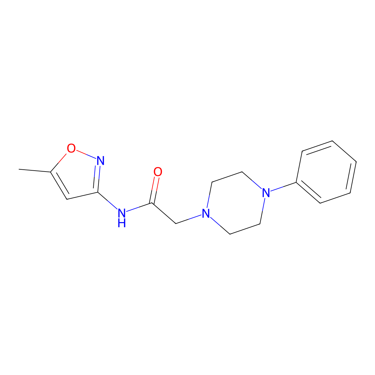 N-(5-methyl-1,2-oxazol-3-yl)-2-(4-phenylpiperazin-1-yl)acetamide molecular structure, CAS 219688-16-1
