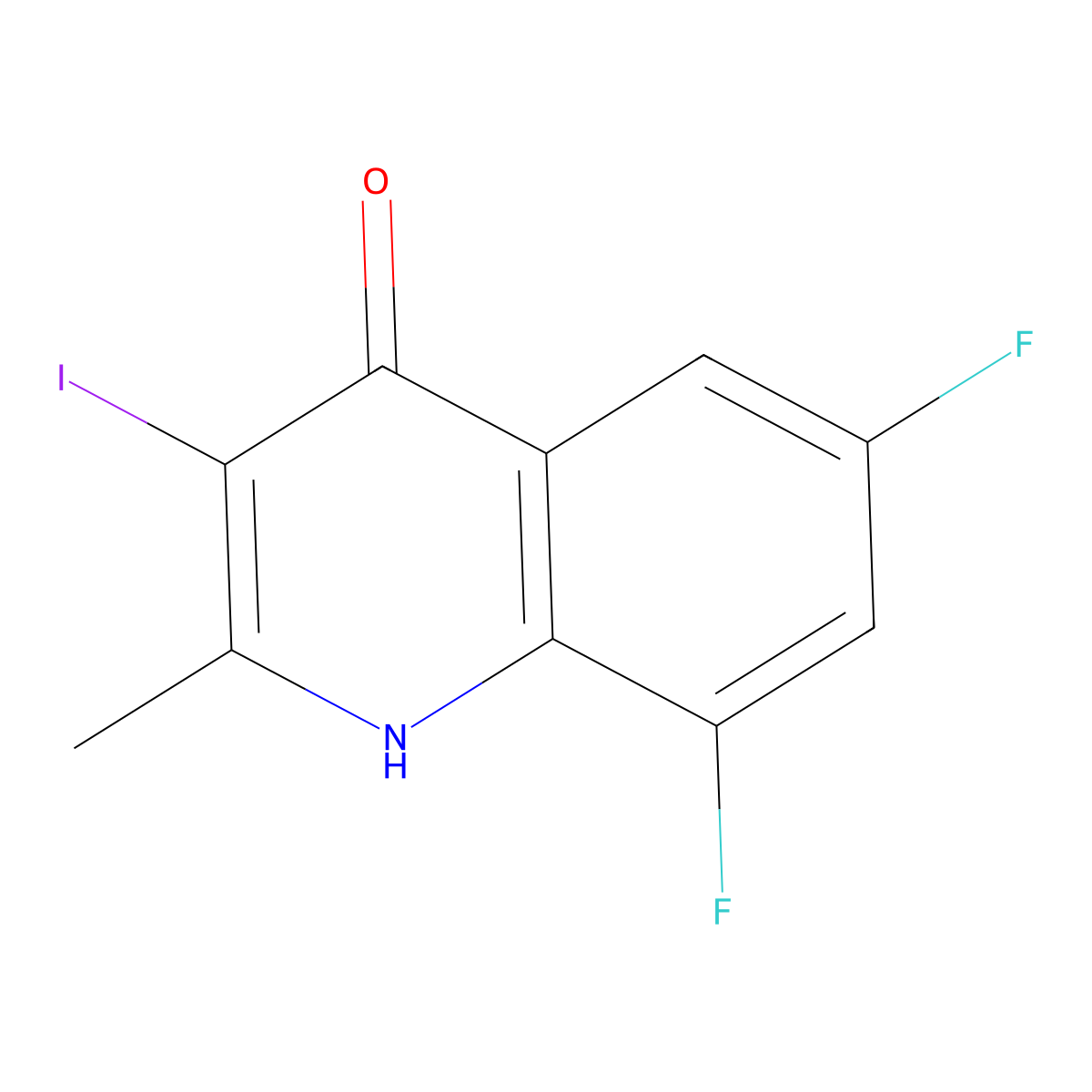 6,8-Difluoro-3-iodo-2-methylquinolin-4(1H)-one molecular structure, CAS 219689-77-7