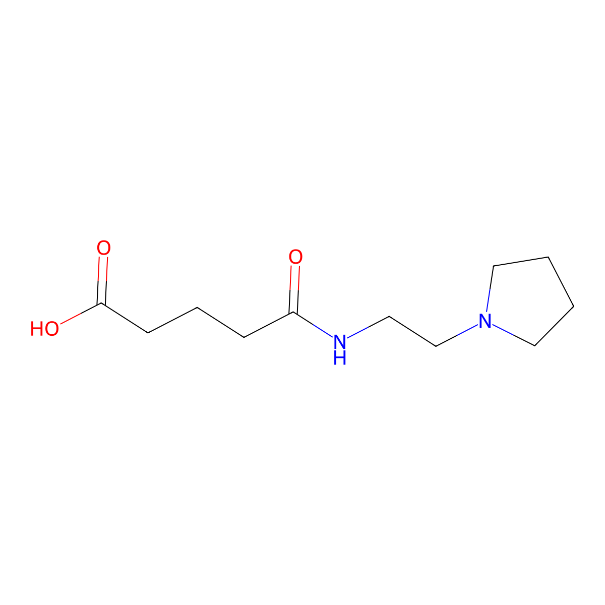 5-Oxo-5-((2-(pyrrolidin-1-yl)ethyl)amino)pentanoic acid molecular structure, CAS 219694-90-3