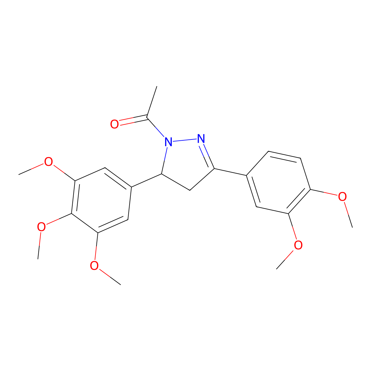 1-[5-(3,4-Dimethoxyphenyl)-3-(3,4,5-trimethoxyphenyl)-3,4-dihydropyrazol-2-yl]ethanone molecular structure, CAS 219698-41-6
